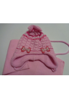 Obrázok pre Detská čiapka ružová so šálom