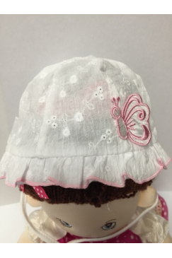 Obrázok pre Detská čiapka biela s motýlikom